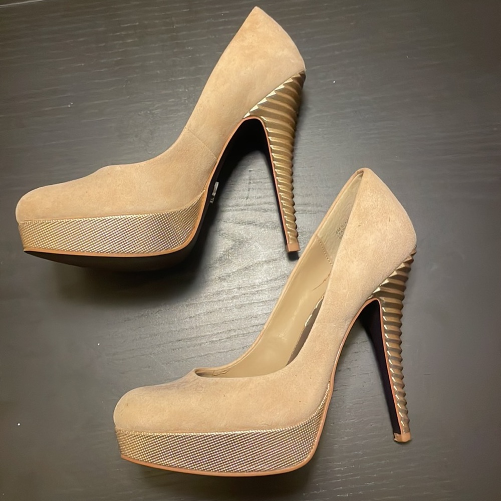 Rachel Rachel Roy Suede Platform Heels - Women 8 - Tan